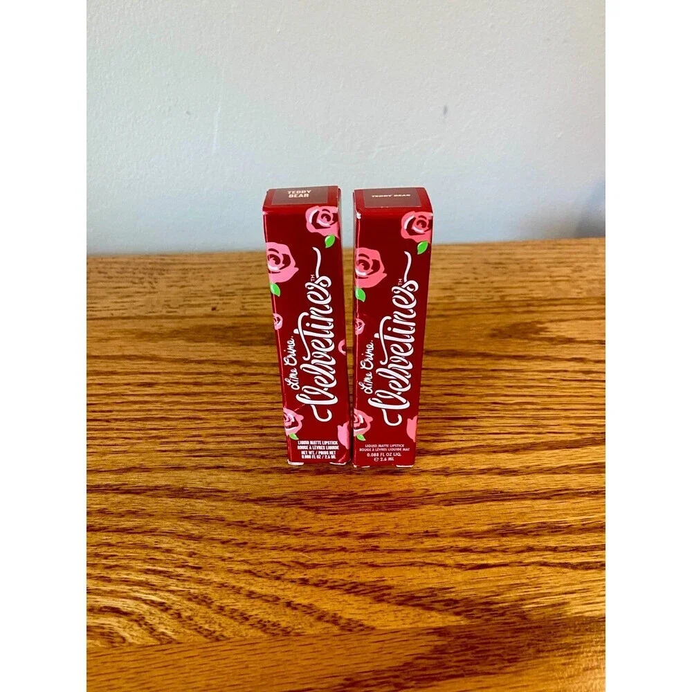 (2) Lime Crime Velvetines Liquid Matte Lipstick Teddy Bear Vegan (NEW) Brown SET